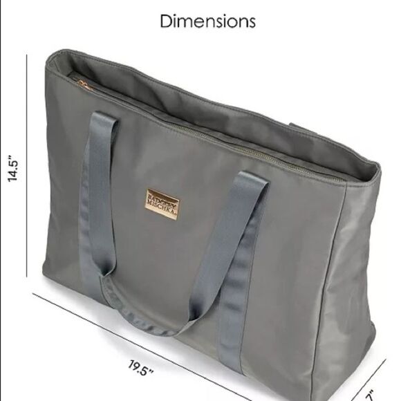 BADGLEY MISCHKA Nylon Travel Tote Weekender Bag in Grey travel bag luggage bag - Picture 2 of 12